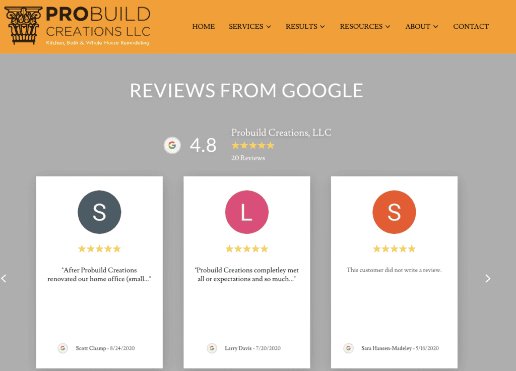 business website review page