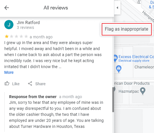 flagging fake google reviews
