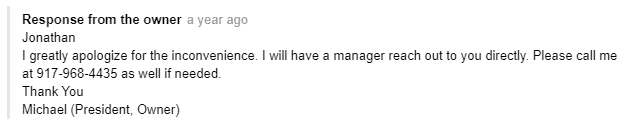manager response to negative review