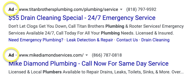 plumber google ads