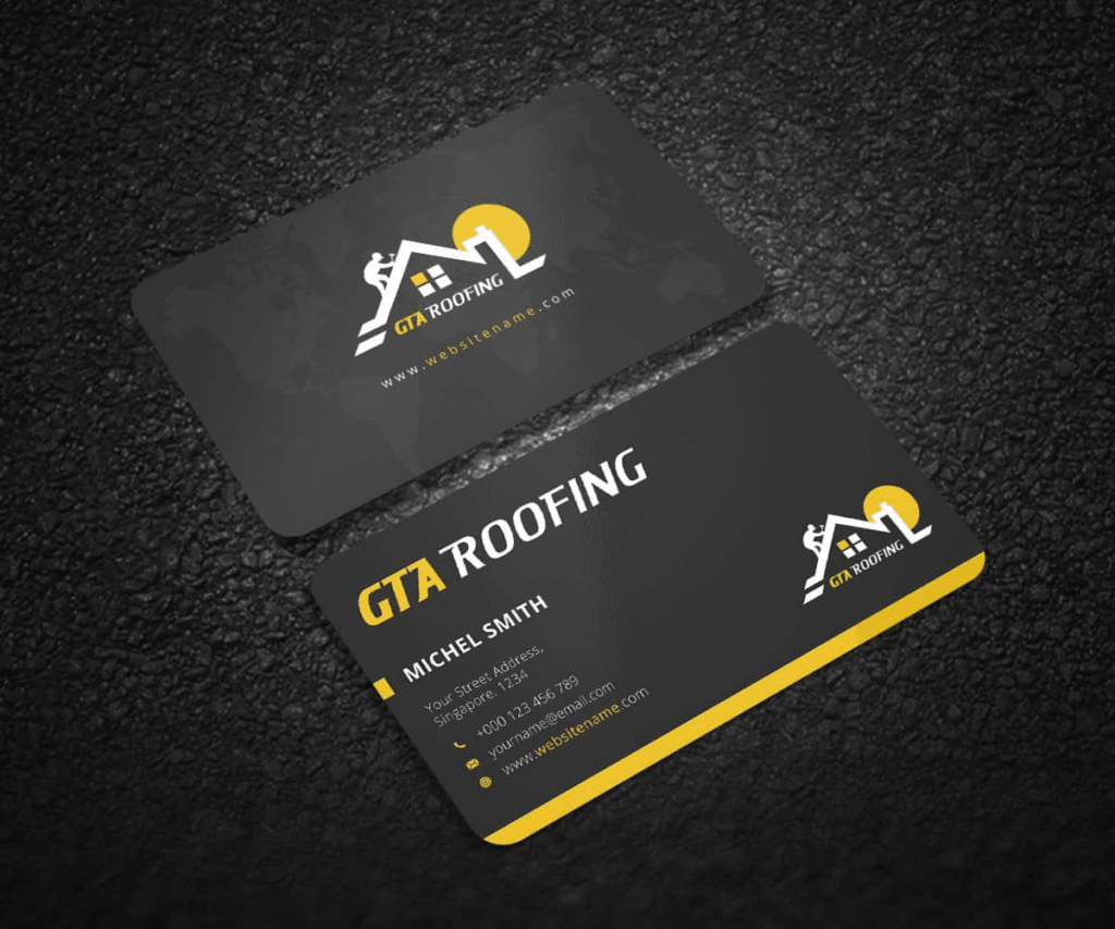 GTA Roofing business card.