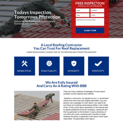 Roof Replacement company website. 