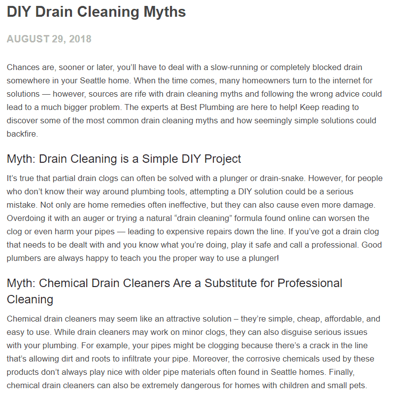 DIY drain cleaning myths.