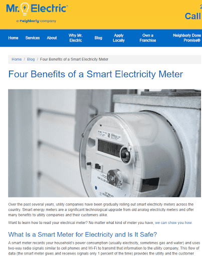 Benefits of a smart electricity meter.