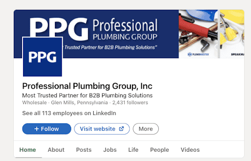 Plumbing group on LinkedIn.