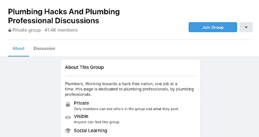 Plumbing Group on Facebook.